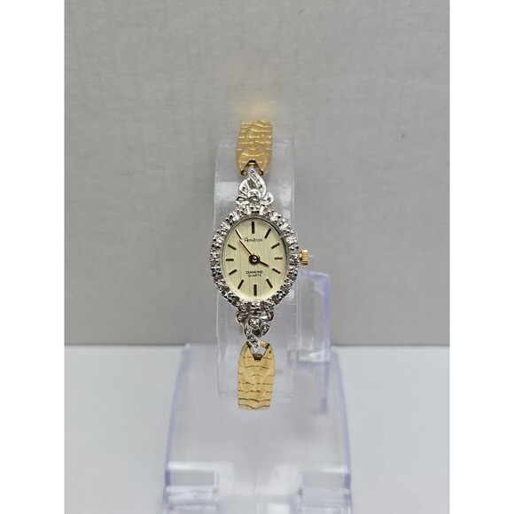 Vintage Armitron Diamond Quartz Womens Gold Tone Oval Cocktail Watch New Battery main image 9